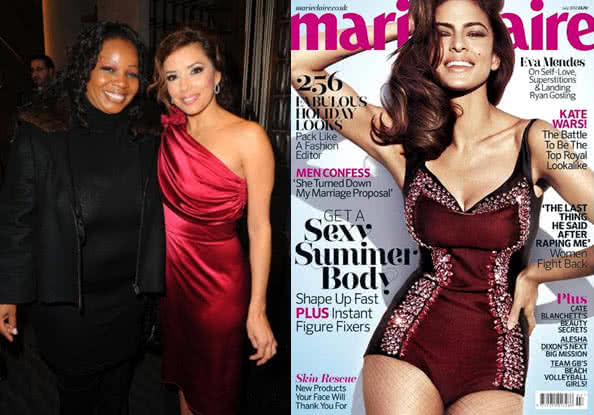 Cynthia Stafford with Eva Longoria and Marie Claire magazine