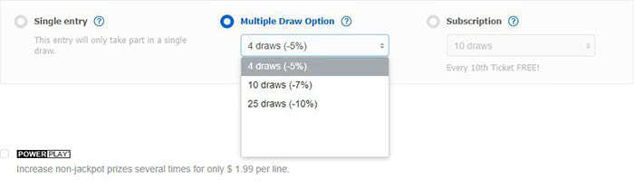 Lotto Agent the multiple draw option